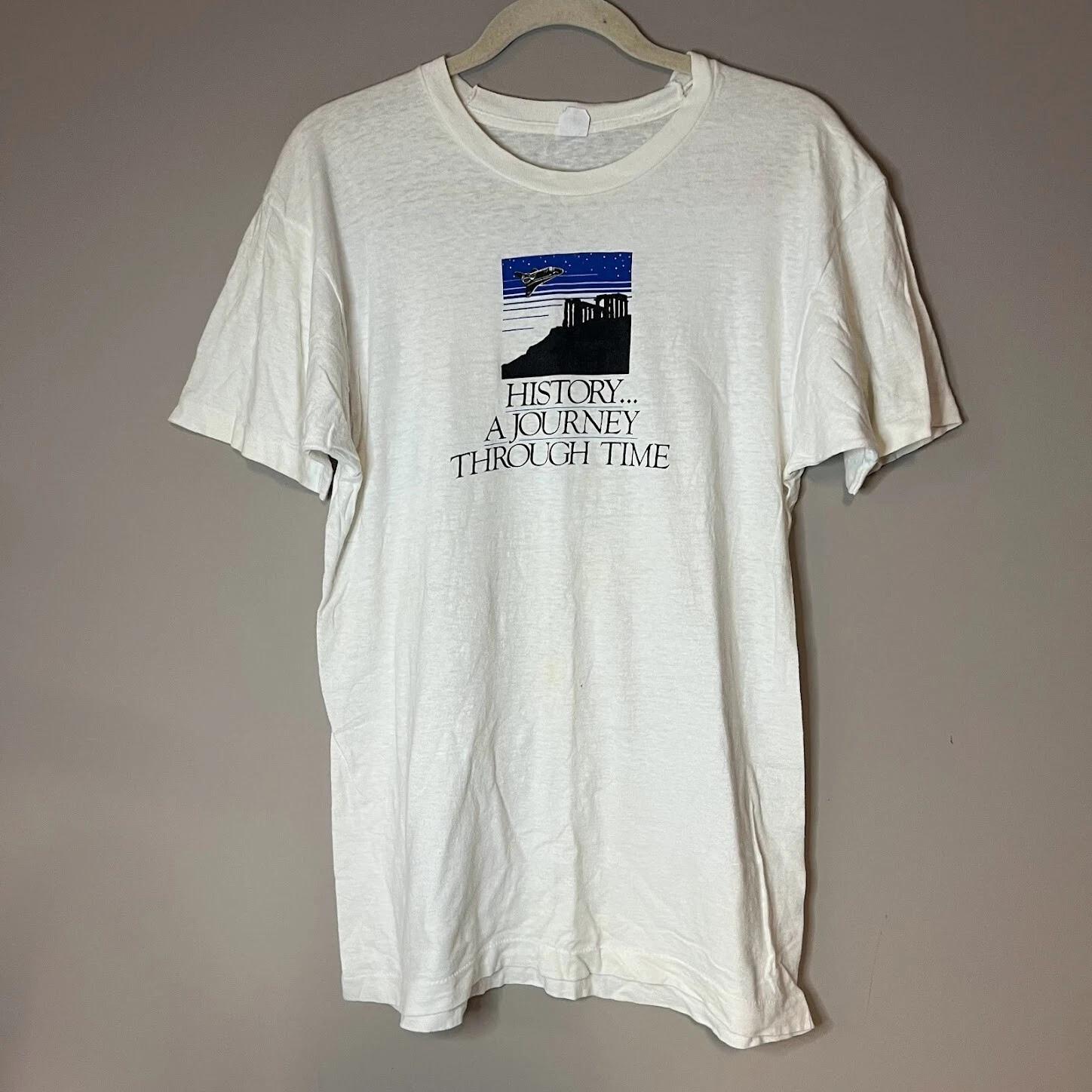 VTG History A Journey Through Time Graphic T-Shirt California History Day Large 2XL