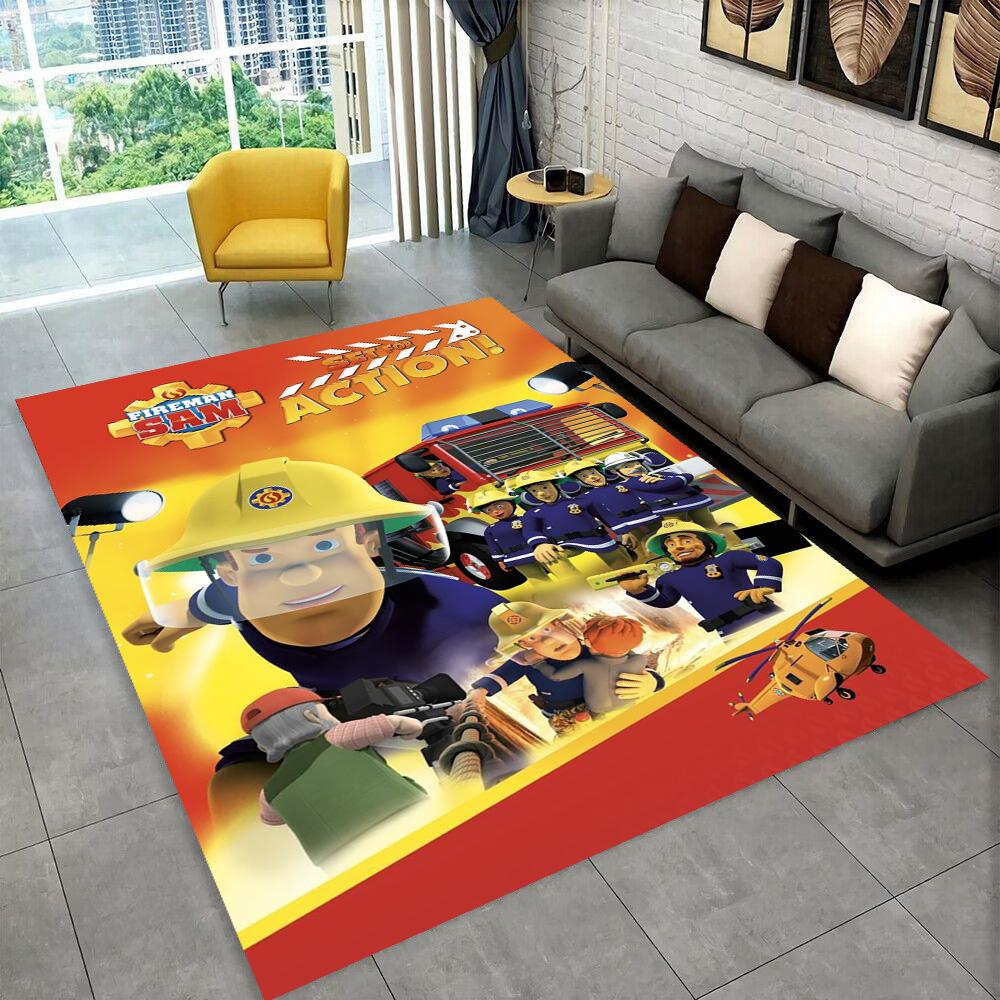 3D Classic Fireman Sam Child Cartoon Carpet Rug for Living Room Bedroom Home Sofa Decoration,Kids Play Non-slip Floor Mat Gift