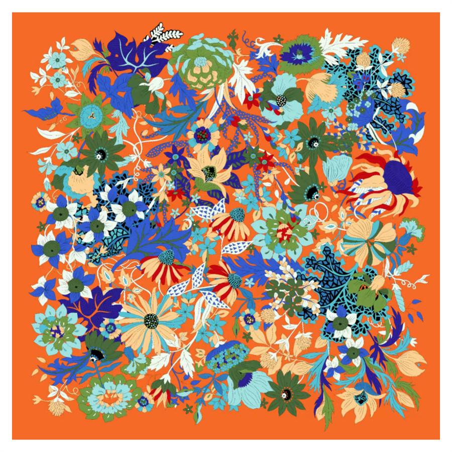 

POBING Silk Scarf Women Large Shawls Floral Printed Stoles Square Bandana Luxury Flowers Kerchief Hijabs Female Foulards 130CM 130CM x 130CM