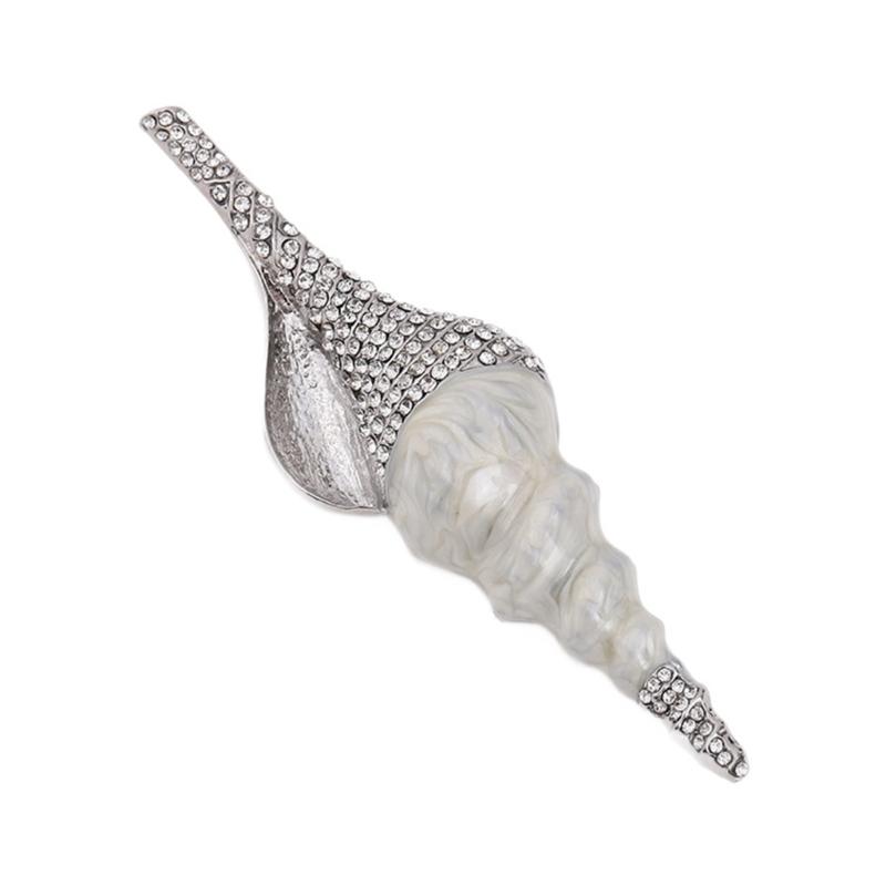 Creative Conch Brooch Pin Fashion Animal Theme Rhinestones Embellishment Stylish Outfit Enhancer For Daily Wear