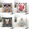Colorful Natural Animal Flower Prints Pillow Case Cotton Linen Fabric Square Zipper Pillowcase Home Decorative Living Room