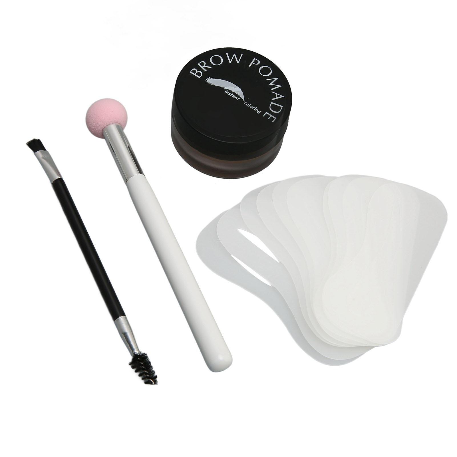 

Eyebrow Cream Stencil Kit Makeup Waterproof Brow Cream Sponge Applicator Brush Template Set for