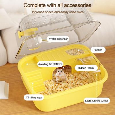 Fashion Large Space Hamster Cage Breathable Sturdy Small Animal Carrying Cage Ventilation Easy Clean Pet House