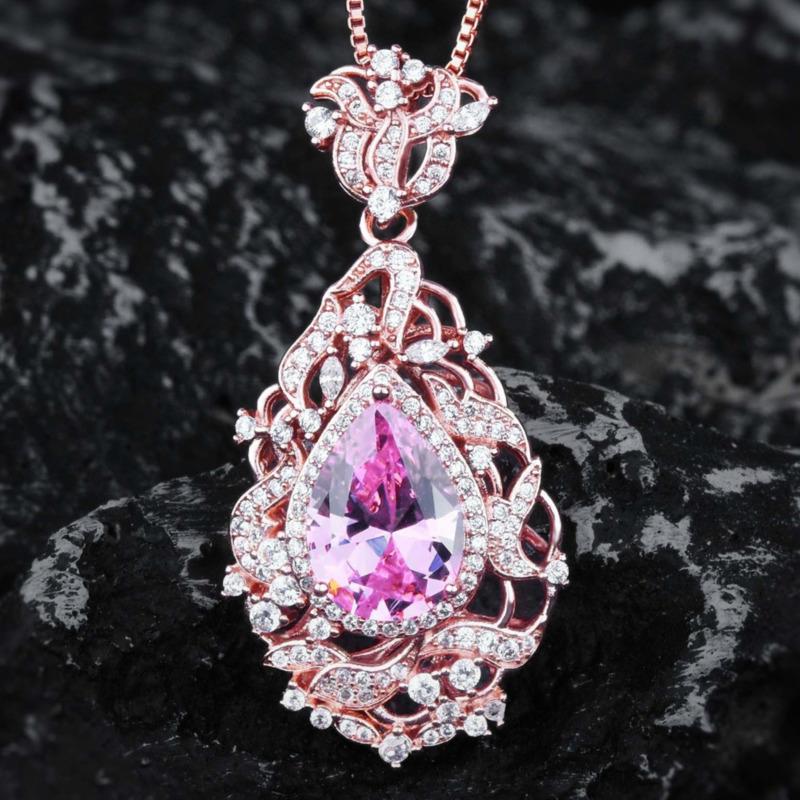 

BELLA BOX Великолепное ожерелье из овального розового овального кружева с камнем Моргана, подходящее для женского свадебного банкета, ювелирные изделия высокого класса 46mm*22mm розовый