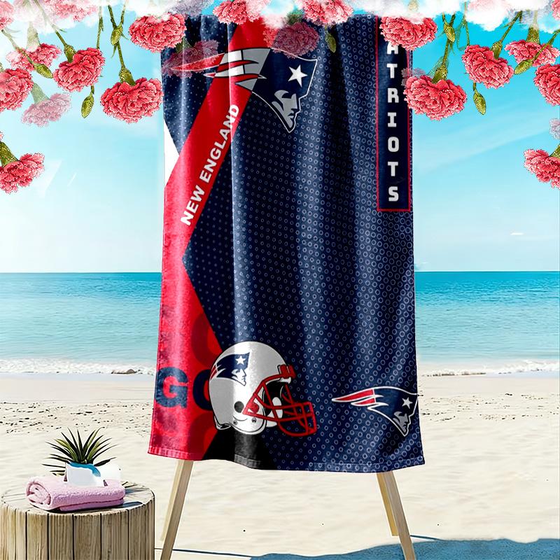 New England Patriots Logo Print Beach Towel, Large Soft Quick Dry Towel for Beach Camping Swimming