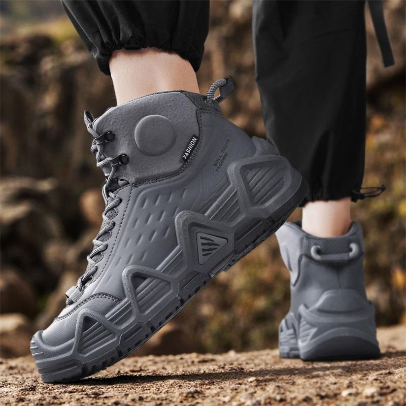 Men Tactical Boots with Straps for Combat Training Waterproof Straps Outdoor Hiking Breathable Multifunctional Motorcycle Shoes