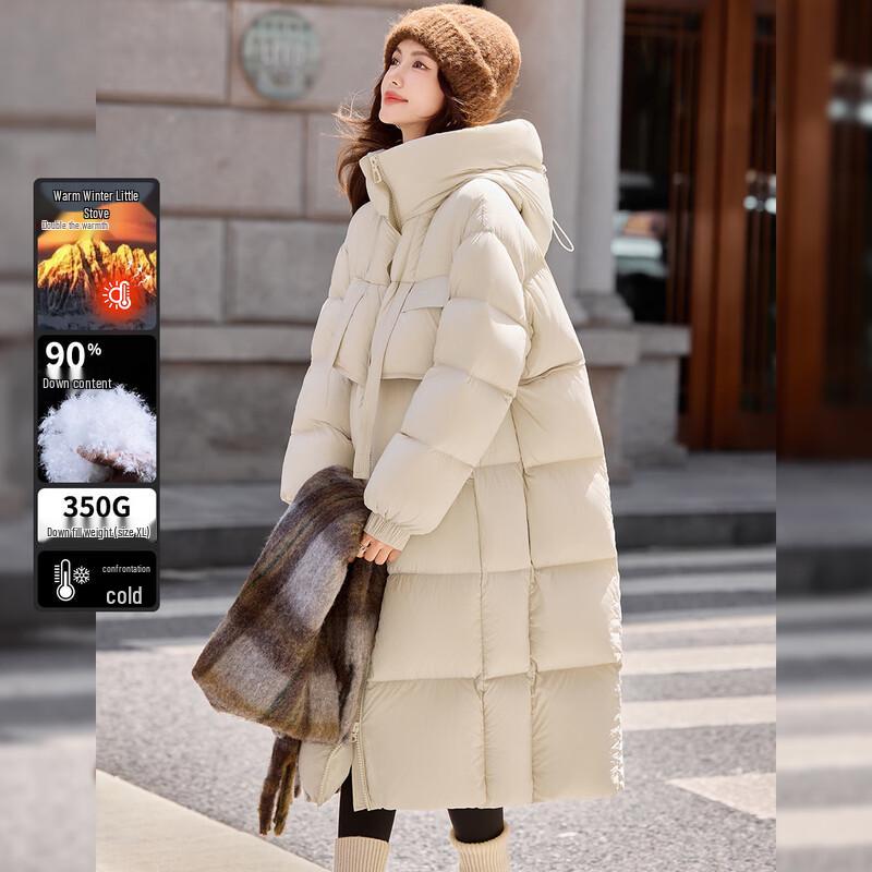 Women's 90% Duck Down Long Hooded Puffer Jacket