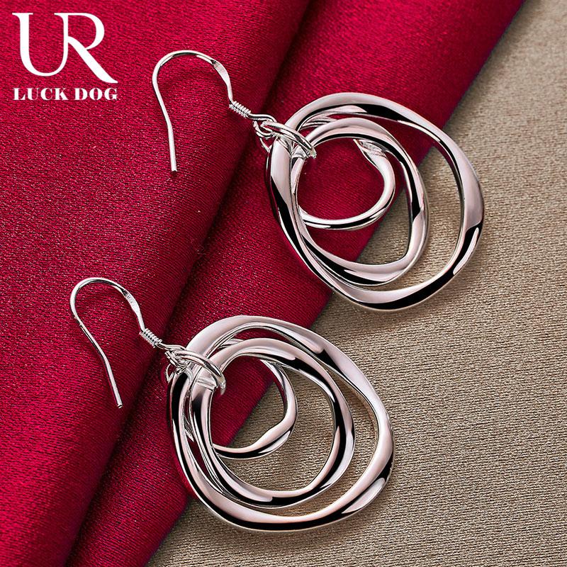 925 Sterling Silber Runde Anhänger Piercing Ohrringe Modischer Hochzeitsschmuck