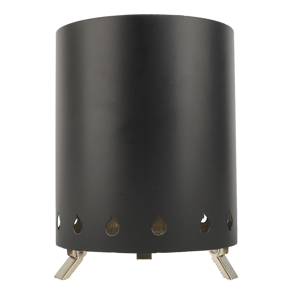 Windproof Wood Stove Outdoor Tabletop Fire Pit with Stand for Backpacking Hiking Traveling Black