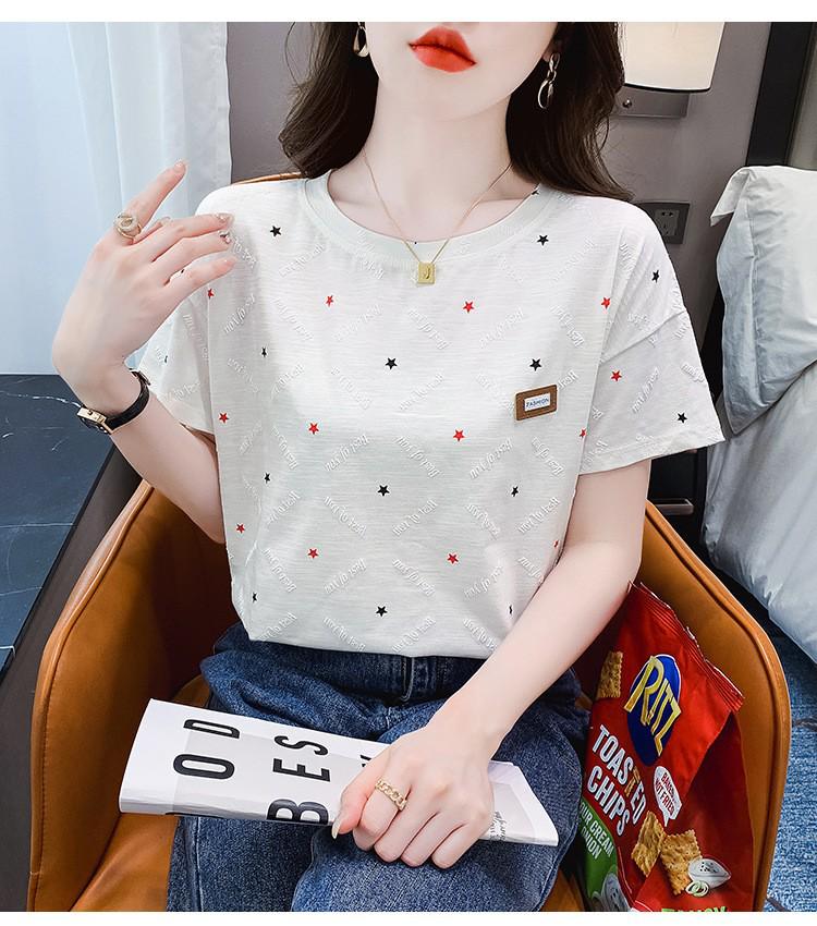 

Женская свободная футболка с коротким рукавом и цветочным принтом - лето 2025 г., корейский стиль XL