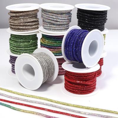 Corde à Strass Multicolore Polyvalente Longueur 5 Yards Largeur 4 mm Corde Diamant Passepoil en Corde de Strass Scintillante Décoration de Vêtements