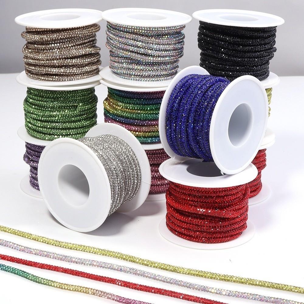 Multi-purpose Multi-Color Rhinestone Rope 5yards Length 4mm Width Diamond Rope Sparkling Rhinestone Cord Trim DIY Sewing