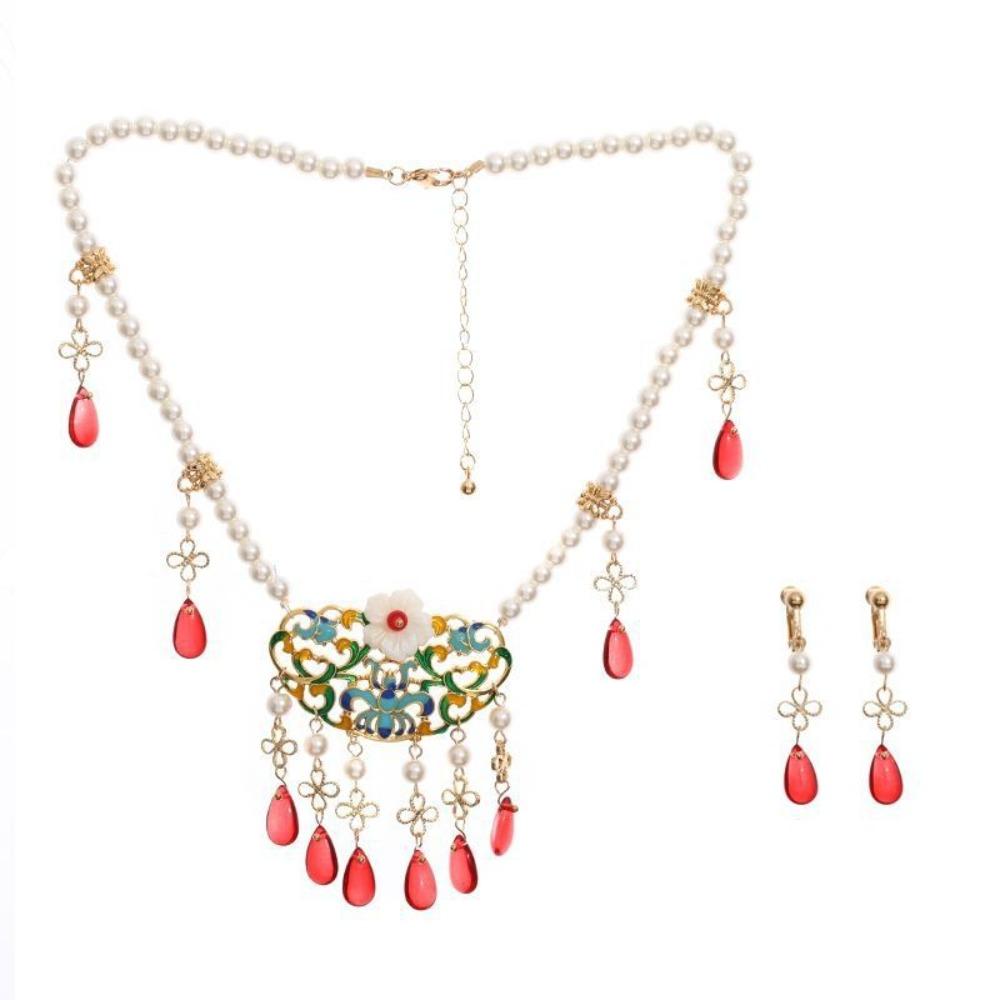 Ethnic Style Pearl Jewelry Set Vintage Tassel Eyebrow Pendant Women Jewelry Suit Wedding