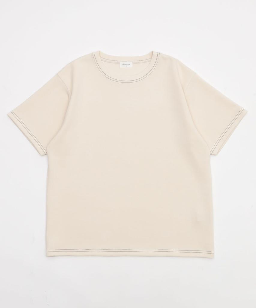 WEGO Short Sleeve Color Short Size Men's T-Shirt, Stitching, Top, Sleeve, Summer/Fall Clothes, Simple, Casual, Gift, L, Off-White