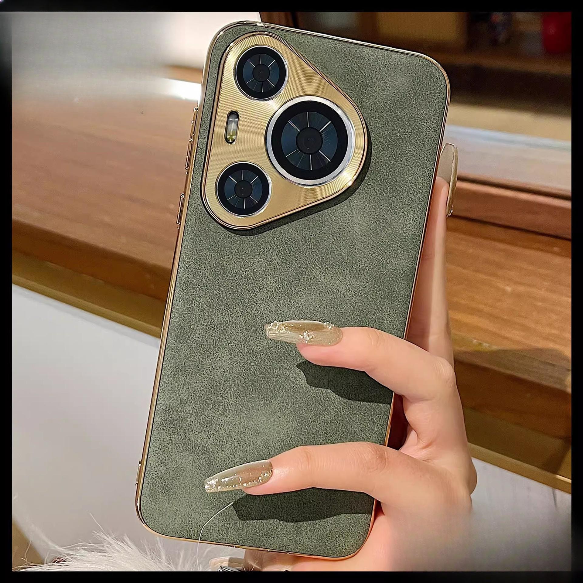 

Подходит для чехла для телефона Huawei MATE70 с гальванической овчиной, Mate60pro металлическое зеркало, защитный чехол Nova12 P70 Honor X60pro зелёный