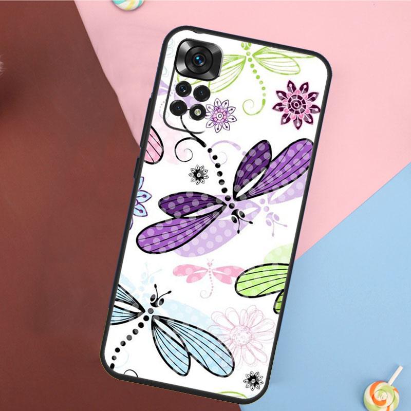Floral Colorful Dragonfly Cover For Xiaomi Redmi Note 13 Pro 14 12 11 9 10 9S 10S 11S 12S Redmi 10C 12C 13C 14C Case