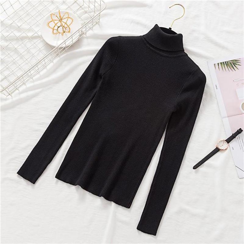 Turtleneck Pullover Sweater Women Jumper Knitted Fashion Autumn Long Sleeve Slim