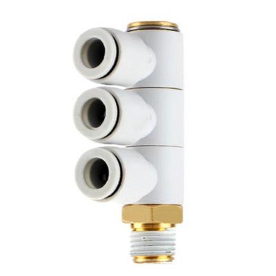 Pneumatic Plastic 4-Way Quick Connect Swivel Elbow