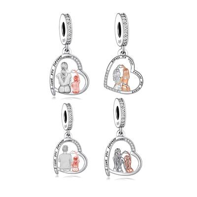 Pulseira de Prata 925 com Pingente de Frigideira Compatível Original Para Mãe Filha Pai Filho Mulheres Contas Berloque Fabricação de Joias