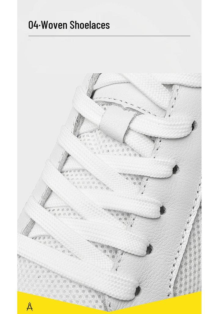 Men's Trendy Summer White Mesh Cowhide Sneakers