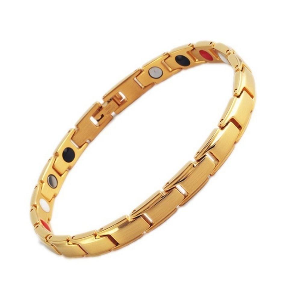 Stainless Steel Magnet Couple Bracelets Retro Magnetic Link Chain Stainless Steel Bracelet  Working золотой