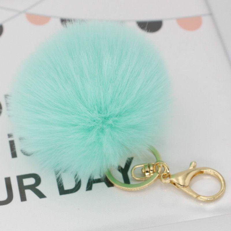 Adorable Cute Soft Rabbit Fur Ball Plush Key Chain For Bags And Car Accessories