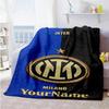 Inter Milan Customize Text Blanket Gift Personalized Blanket Soft & Cozy Versatile for Office Chair Office Picnics Home Decor for All Occasions