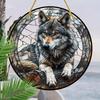 Wolf King Series Acrylic Catcher 8 "(20cm)Stained Glass Style Window Hanging, Outdoor and Interior Wall  Suitable for Living Room Bedroom Porch Garden