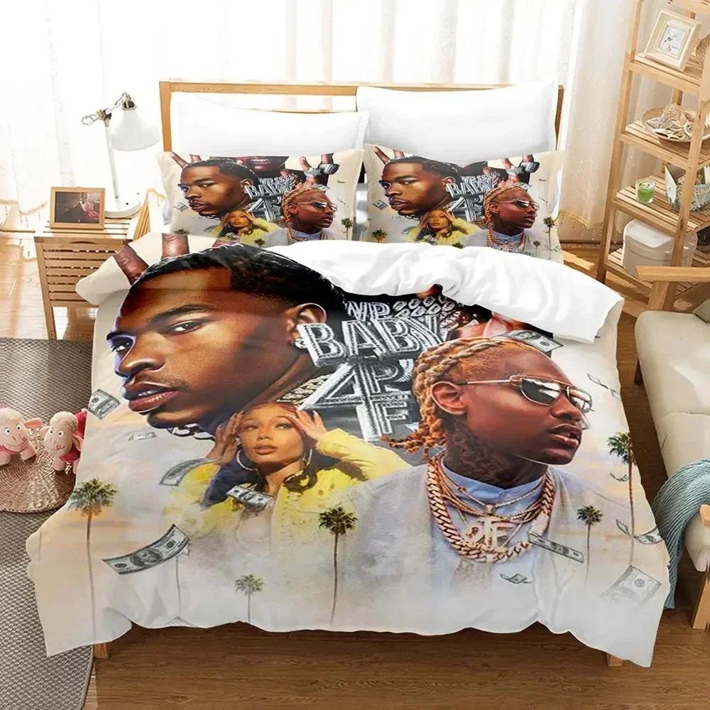 3D Print Lil Baby Rapper Bedding Set Duvet Cover Bed Set Quilt Cover Pillowcase Comforter King Queen Size Boys Adult Bedding