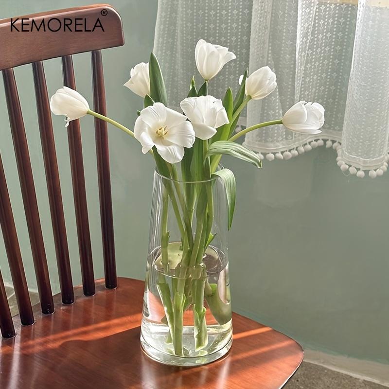 

Богемна скляна ваза 1 шт. Іриси Кришталево прозора кругла ваза для декору дому та офісу Елегантна рожево-біла квіткова композиція прозорий