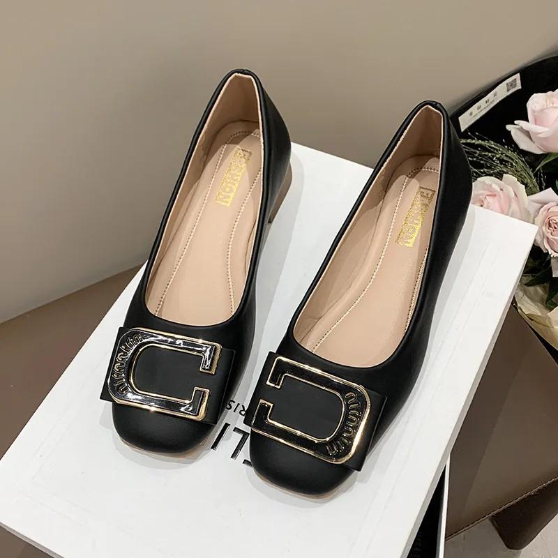 Fashion Woman Elegant Square Toe Concise Ballet Shoes Female Shallow Retro Women Mary Janes shoesComfortable Cute Loafers Lolita Shoes