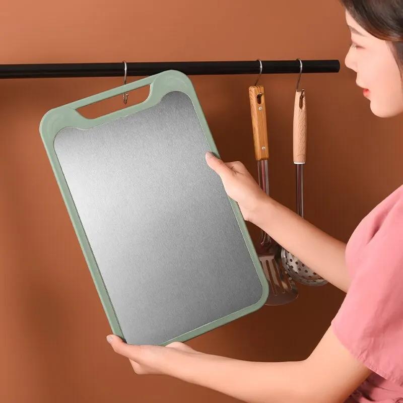 Cutting Board for Kitchen Double-sided Chopping Board 304 Stainless Steel Cutting Board Antibacterial Anti-mildew Chopping Block