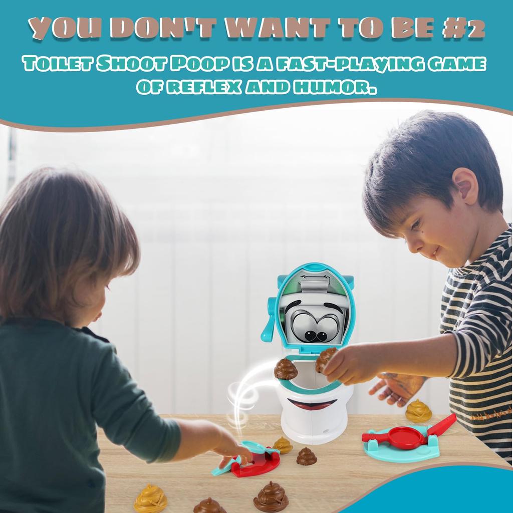 Toilet Poop Shooting Toy, Kids Toy, Turquoise & White, Indoor Play Time