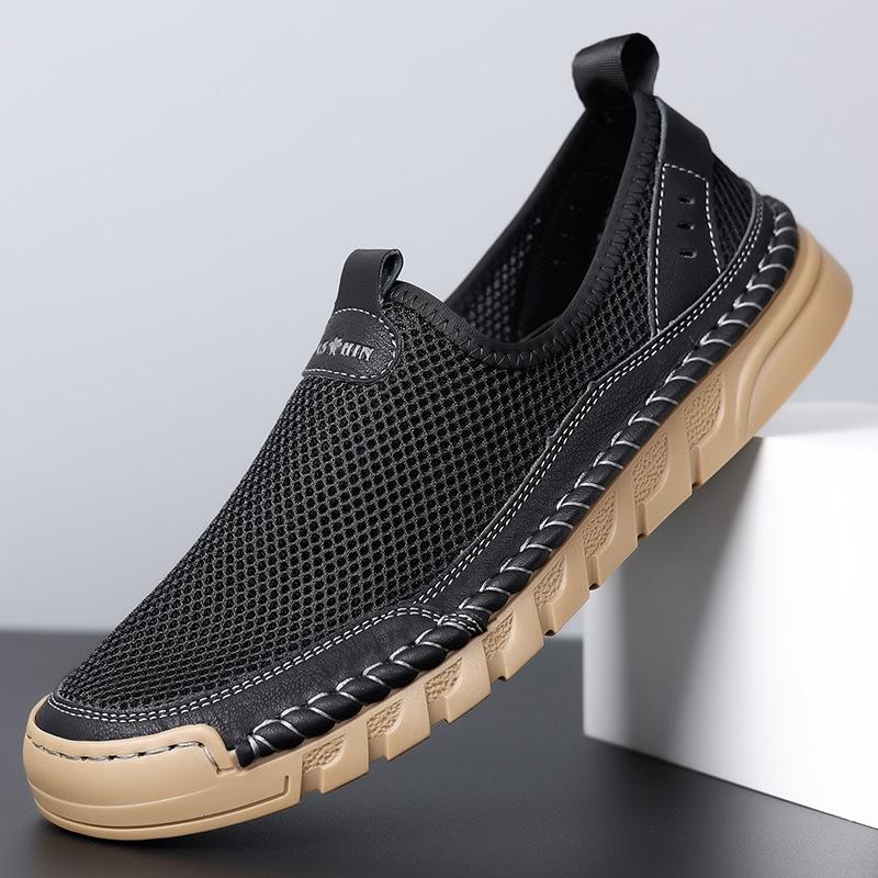 Summer new breathable thin outdoor sports elastic mesh shoes men's fashion hole shoes