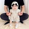 Macacão Vestido de Renda e Malha para Bebê Macacão de Escalada para Criança Pequena com Laço Macacão Floral Fofo para Bebê Presentes