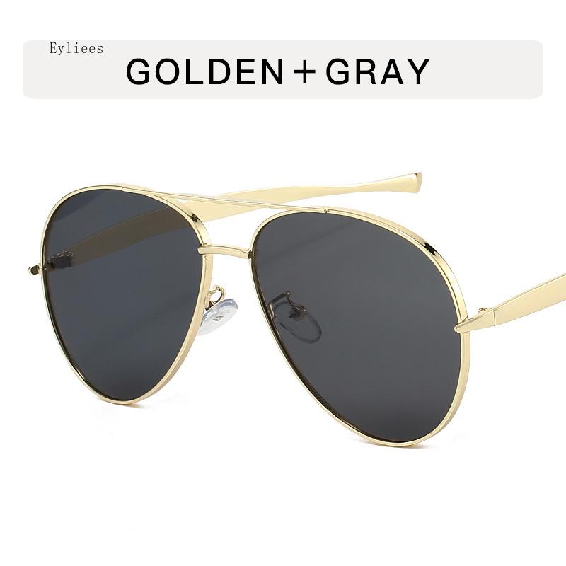Clear Brown Oversized Pilot Sunglasses Women Men Unisex Premium Metal Brand Sunglasses Female Unique Metal Frame Double Bridge