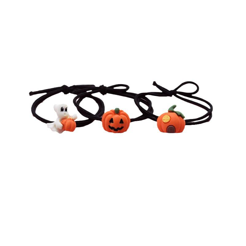 Halloween Pumpkin Ghost Hair Ties for Kids – Cartoon Rubber Bands for Girls' Hair Accessories and Bracelets