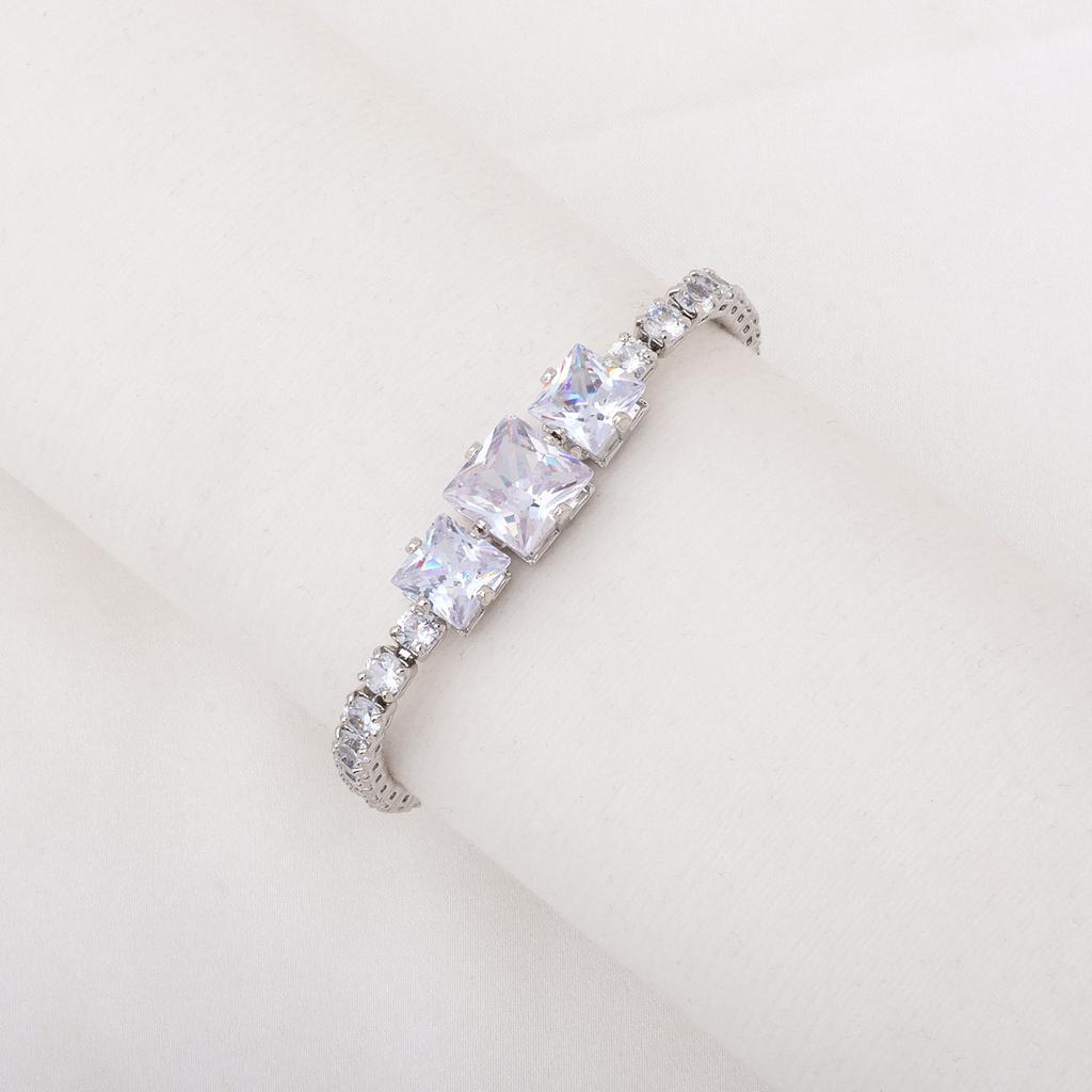 European and American new single-layer zircon bracelet jewelry women's light luxury simple fashion full of diamonds shiny rhinestone hand jewelry