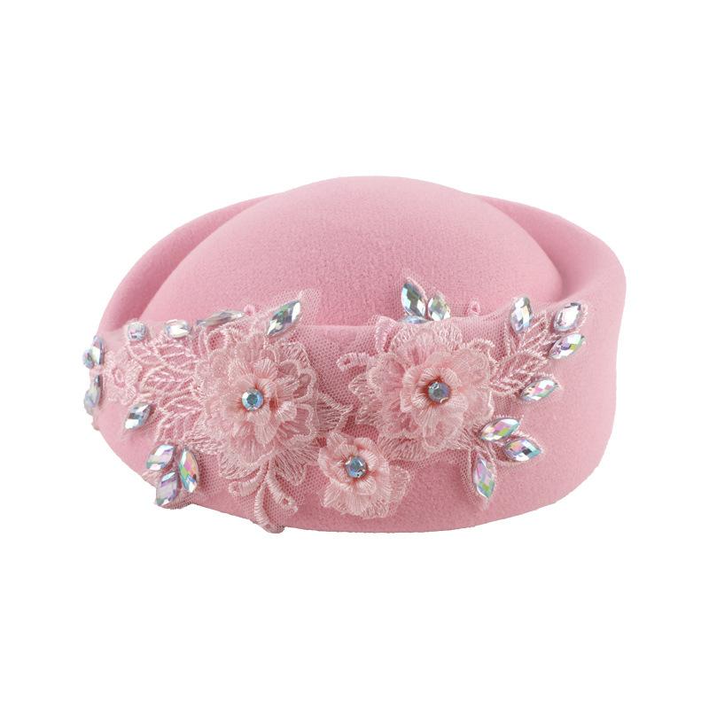 Wedding Cocktail Evening Party Cap for Female Flower Church Beret Hat Cosplay Costume Accessory
