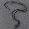 Men Black Lucky Obsidian Pendant Round Ball Necklace Amulet
