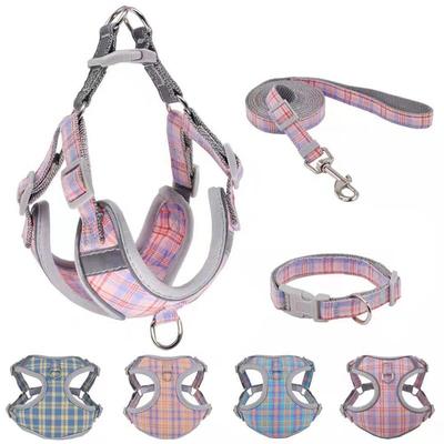 Haustiere Hundezubehör Reflektierendes verstellbares Geschirr für Hunde Welpenhalsband Leine Weste Set