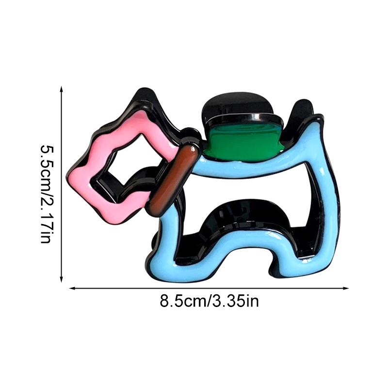 1Pc Cartoon Dog Shape Colorful Hair Claw Cute Hollow Out Creative Grab Clip Female Plastic Hair Clip