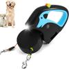 Double Ended Retractable Dog Lead, Non-Slip 3M Dog Leash for Walking 2 Dogs No Tangle with Rechargeable Night Flashlight, One-Touch Lock, with Poop