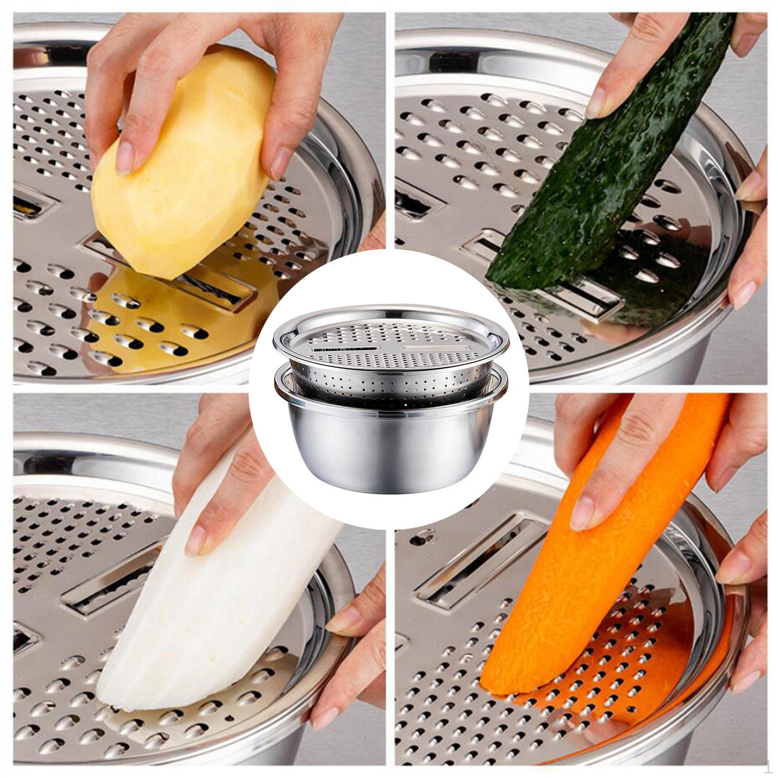 Stainless Steel Sink Kitchen Julienne Grater Bowl Strainer Set 26cm