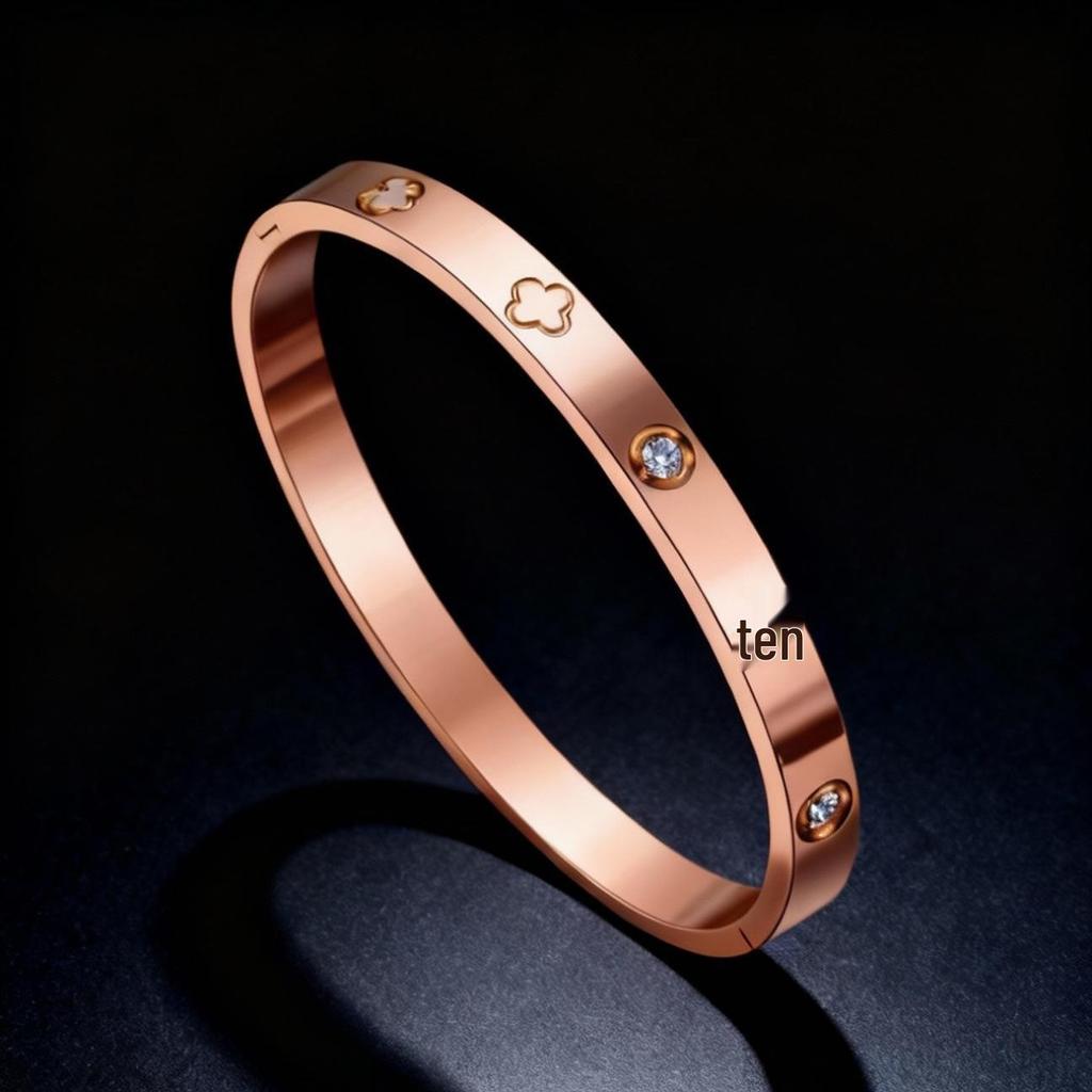 Women's Titanium Steel Bracelet with Inlaid Diamonds - Elegant Starry Design, Non-Fading, INS Style, High-End Full Diamond Bangle.