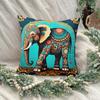 2D Flat- Bohemian Elephant Decorative Throw Pillow Cover Ethnic Style Floral Cushion Case For Home Sofa Bedroom