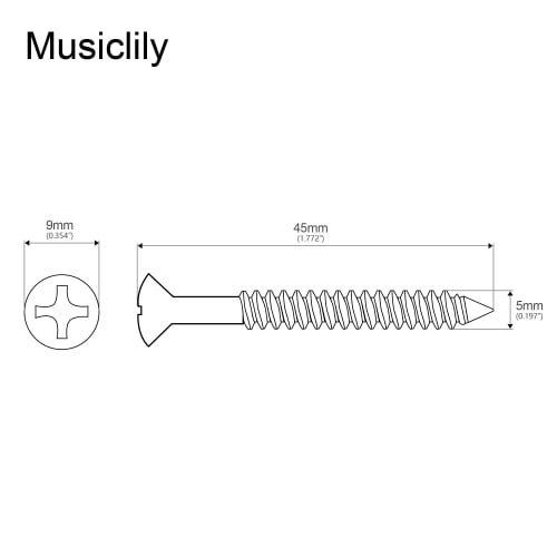 Musiclily 5x45mm Neck Plate Screws, Gold (8 pieces)