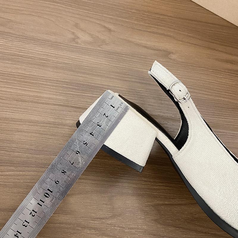 Französische Koreanische Version eckiger Kopf dicker Absatz Taschenkopf Sandalen Damenschuhe neu Frühling und Sommer Temperament Retro High Heel Einzelschuhe