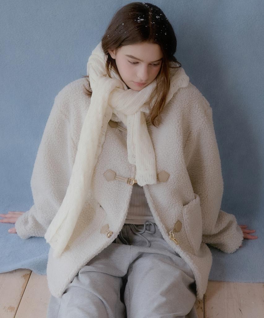LETTER FROM MOON Pnine Shearling Buckle Jacket (Ivory)