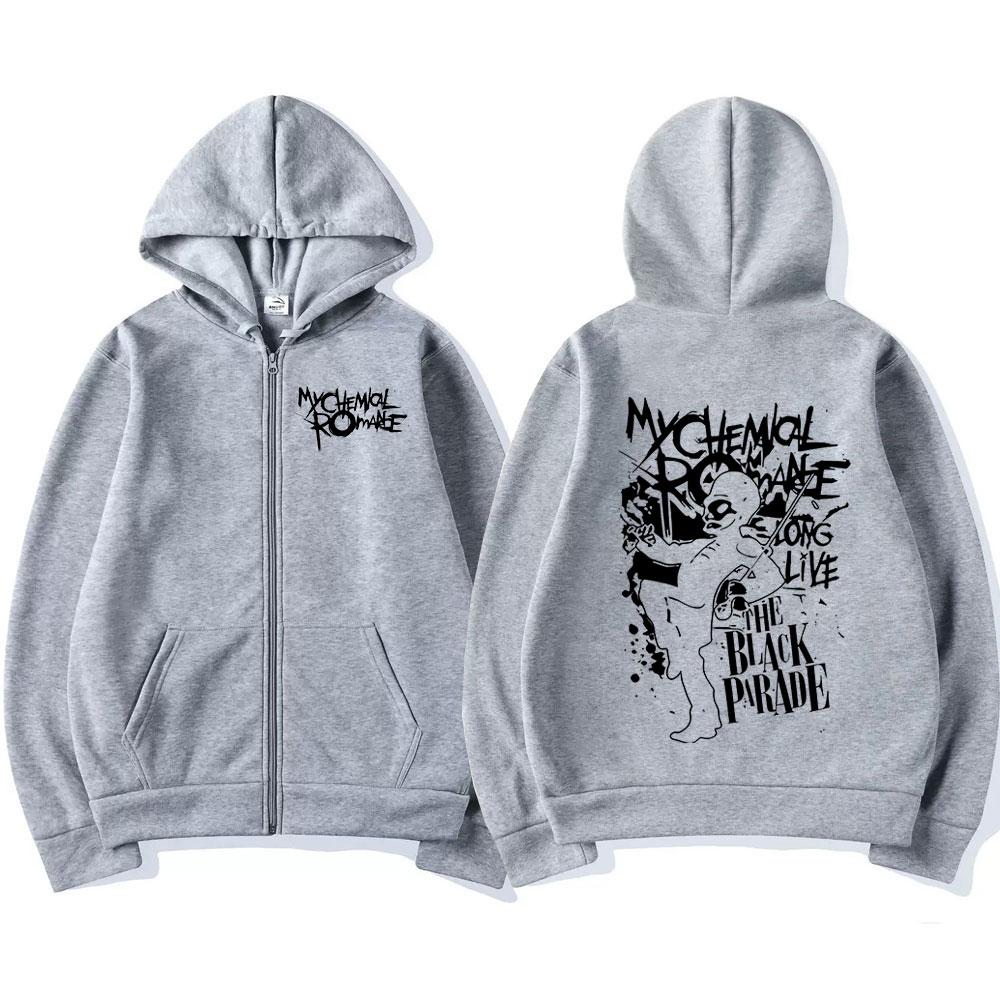 

Худи на молнии My Chemical Romance Band Long Live The Black Parade Tour Толстовка на молнии Мужская Женская Оверсайз Пуловер Пальто XL серый